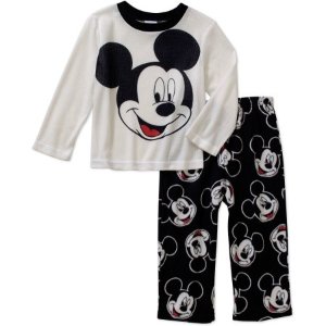 Mickey Mouse Toddler Boys' Long Sleeve Top with Fleece Pants Pajama 2 Piece Set
