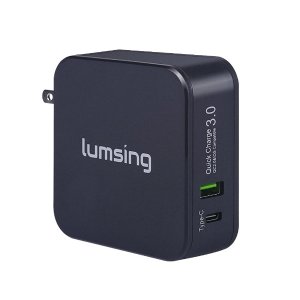 Lumsing 48W dual port Quick Charge 3.0 and USB Type-C Wall Charger with Foldable plug