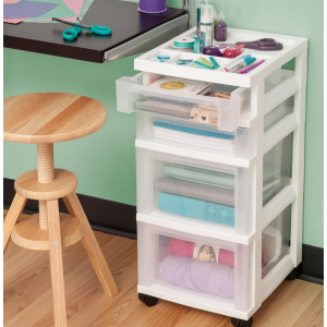 IRIS 4-Drawer Cart with Organizer Top and Casters