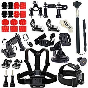 Soft Digits Accessories Bundle Kit for GoPro Hero 5/4/3/2/1 Action Camera Accessory Set for Ourdoor Sports in Swimming Diving Rowing Climbing Bike Riding
