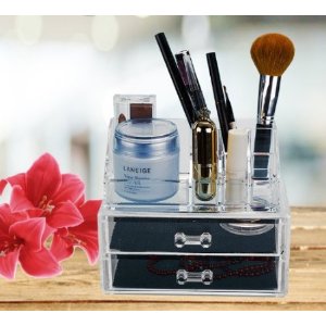 Acrylic Makeup & Jewelry Organizer, Cosmetic & Accessories Display Box, 2 Piece Set