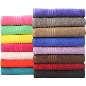 Mainstays Essential 彩色纯棉小面巾， 樱花粉和薄荷绿