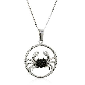 Sterling Silver Black Diamond Zodiac Pendant Necklace (1/10cttw, I3 Clarity)@ Amazon
