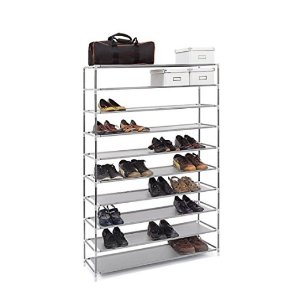 Extra Wide Gray Shoe Rack Shelf Tower