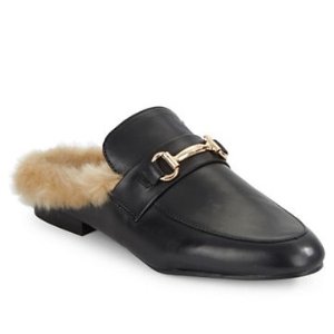 Steve Madden Jill Leather and Faux Fur Mules @ Lord & Taylor