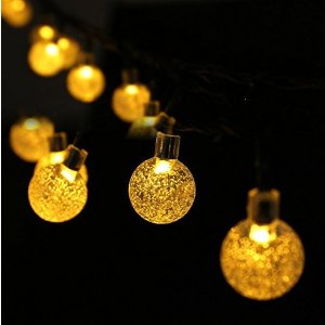 LightsEtc 15.7ft 20LED Solar String Lights Warm White Crystal Ball Outdoor Globe Fairy Lights for Garden Christmas Holiday Party Houses Decoration