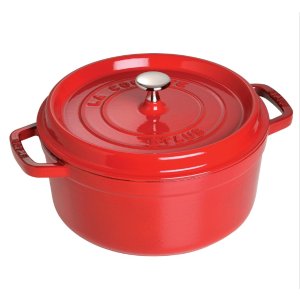 Staub Cast Iron 4-qt Round Cocotte - Visual Imperfections - Cherry