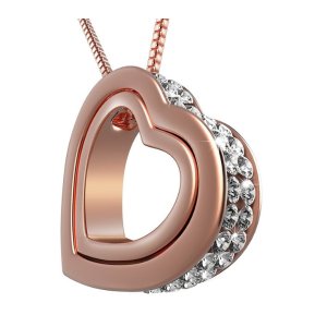 UHIBROS Women's Double Heart Shape Inlay Austrian Crystal Pendant Necklace