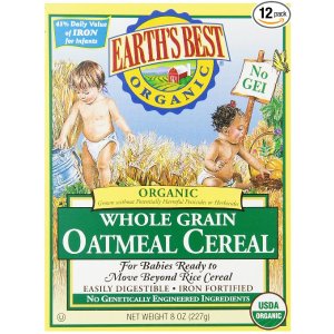 Earth's Best Organic, Whole Grain Oatmeal Cereal, 8 Ounce (Pack of 12)
