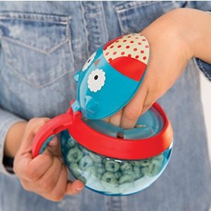Skip Hop Baby Zoo Little Kid and Toddler Snack Cup with Snap Top Lid and No Spill Opening, Holds 24 oz / 700 mL, Multi Otis Owl