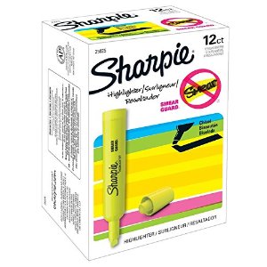 Sharpie Tank Highlighters, Chisel Tip, Fluorescent Yellow, 12-Count