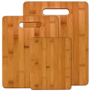 Bamboo Cutting Boards (Set of 3) - Fruit, Veggies, Meat Chopping Board