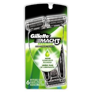 Gillette Mach3 Sensitive Disposable Razor for Men, 6 Count