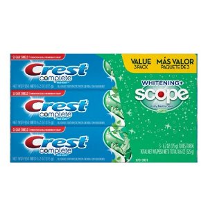 Crest Complete Whitening Plus Scope Toothpaste - Minty Fresh, Net Wt. 6.2 oz(175 g) (Pack of 3)