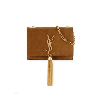 Saint Laurent Monogram Small Suede Tassel Crossbody Bag, Camel @ Neiman Marcus