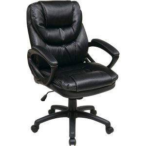 Office Star Faux-Leather Manager's Office Chair with Padded Arms