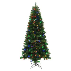 Holiday Living 7.5-ft Pre-Lit Alpine Artificial Christmas Tree with Color Changing LED Lights