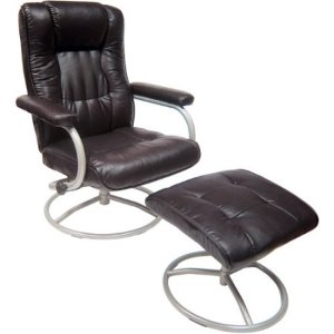Mainstays Swivel Recliner with Ottoman, Brown