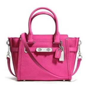 COACH Swagger Small Pebbled Leather Satchel in Dahlia
