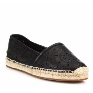 Burberry Hodgeson Laser-Cut Leather Espadrille Flats