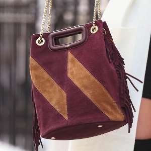 VENDOME Two-tone suede leather bucket bag @ Maje Dealmoon Singles Day Exclusive