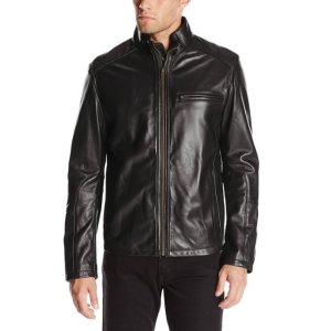 Cole Haan Men's Smooth Leather Moto Jacket