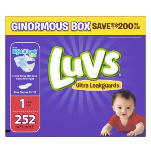 Prime Member Only! Luvs Ultra Leakguards Diapers, Size 1, 252 Count