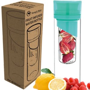Infuser Water Bottle 24 Oz - Made with TRITAN BPA Free - Young & More N2589 - Free Recipe Ebook Download