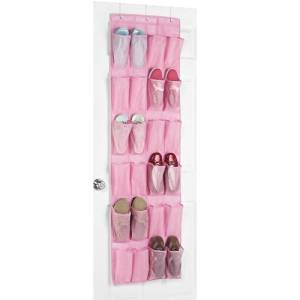 Whitmor 6636-1253 24-Pocke Over-the-Door Shoe Organizer, Pink