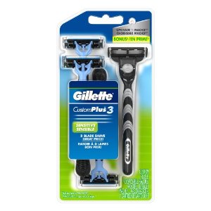 Gillette Customplus 3 Sensitive Men's Disposable Razor,4 Count