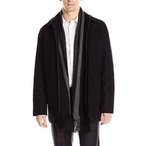 Calvin Klein 男士羊毛混纺大衣+围巾