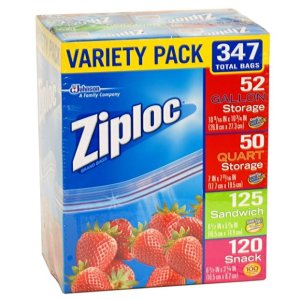 Ziploc Gallon, Quart, Sandwich, and Snack Storage Bags - Variety pack - 347 Total