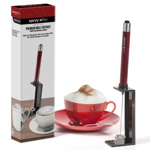 Savvy Coffee Handheld Milk Frother Wand with Stand