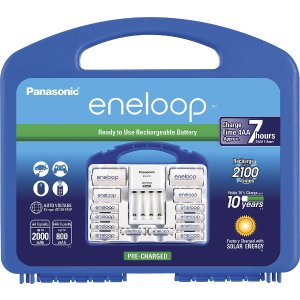 Panasonic eneloop Charger, 8 AA & 2 AAA batteries, 2 C and 2 D Spacers Kit