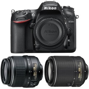 Nikon D7200 DSLR w/ 18-55mm Zoom + 55-200mm NIKKOR Lens Refurbished