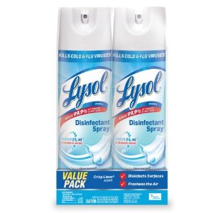 Lysol Disinfectant Spray, Crisp Linen, 19 oz, Pack of 2