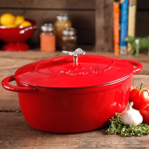 Pioneer Woman Timeless Beauty 7-Quart Dutch Oven with Bakelite Knob and Stainless Steel Butterfly Knob