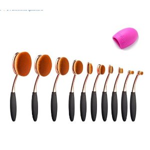 BeautyKate 10 Pcs Professional Oval Makeup Brushes Set