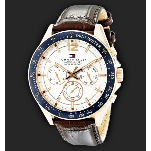 Tommy Hilfiger Men's 1791118 Sophisticated Sport Watch with Brown Leather Band