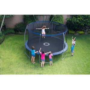 BouncePro 14' Trampoline with Proflex Enclosure and Electron Shooter Game, Dark Blue