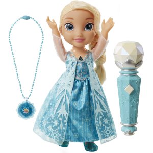 迪士尼冰雪奇缘会唱歌的Elsa公仔+项链套装