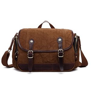 Plambag Canvas Leather Messenger Bag Retro Shoulder Crossbody Bag