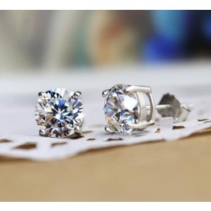 Lightning deal! Freeman Jewels Sterling Silver Rhodium Plated Round Cut Cubic Zirconia Stud Earrings for Girls