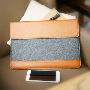 Tomtoc Ultra Slim New Macbook 12 Inch Sleeve Case [Felt & PU Leather] Laptop Tablet Protective Bag with Accessory Pocket