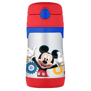 THERMOS Vacuum Insulated Stainless Steel 10-Ounce Straw Bottle, Mickey Mouse Clubhouse