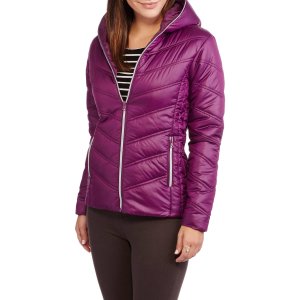 Climate Concepts Women's Hooded Chevron Quilted Jacket