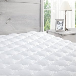 ExceptionalSheets Mattress Pad with Fitted Skirt - Extra Plush Topper Found in Marriott Hotels - Made in the USA, Queen