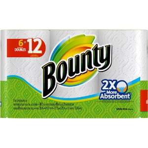 Bounty Paper Towels, White, 6 Double Rolls