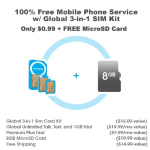 FreedomPop 100% Free Mobile Phone Service with Global 3-in-1 SIM Kit