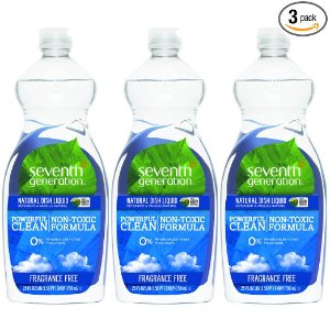 Seventh Generation Natural Dish Liquid, Fragrance Free, 25 Ounce (Pack of 3)